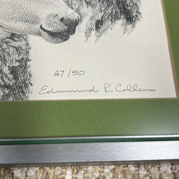 Amish Artist Edmund R Collens 47/50 Framed Print Sheep with Silver Frame - Picture 2 of 3